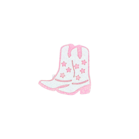 Layered Glitter White Cowgirl Boots Hair Clip