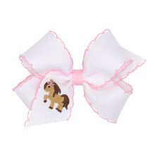 HORSE Embroidered Medium Grosgrain Hair Bows with Moonstitch Edge