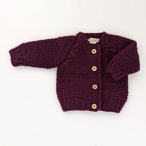 Plum Garter Stitch Cardigan