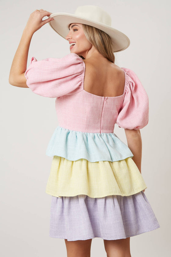 Color Block Tiered Dress