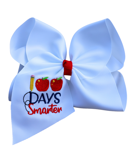 100 Days of School Embroidered Hair Bow