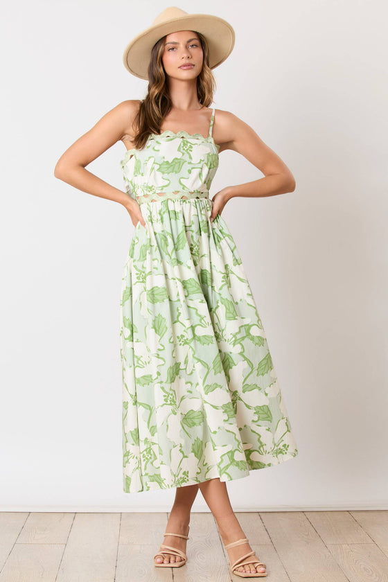 Floral Wave Printed Maxi Dress