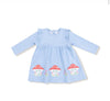 Mushroom House Dress w. Cover: Chambray Blue Dot