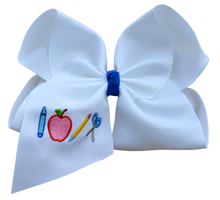  School Tools Embroidered Hair Bow