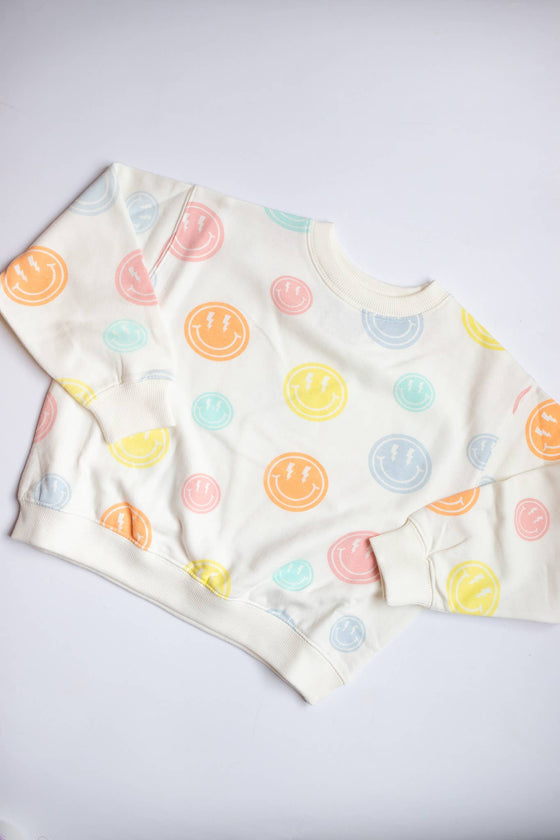 All Over Rainbow Smiles Crewneck: Youth