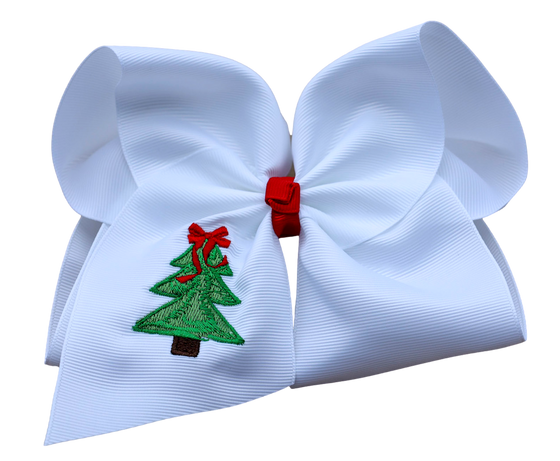 Holiday Embroidered 4 inch Hair Bows