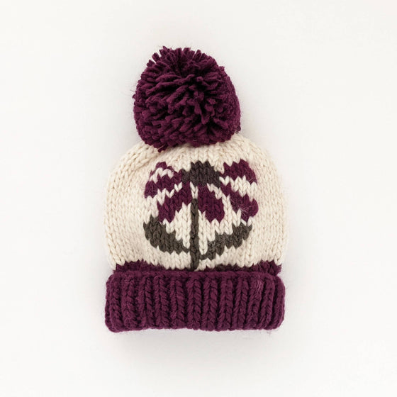 Coneflower Plum Knit Beanie (6-24m)