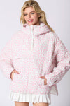 Bow Prints Pullover Puffer Jacket : Pink/Ivory