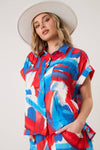 Gauze Printed Button Down Shirt: Womens