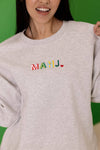 Colorful MAHJ Embroidered Crew Neck