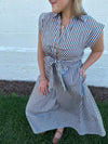 Either Way Striped Dress: Blue/Brown