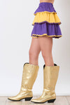 Purple & Gold Color Block Tiered Skirt