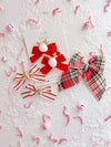 Jingle Bell Red Stripe Pigtail Set