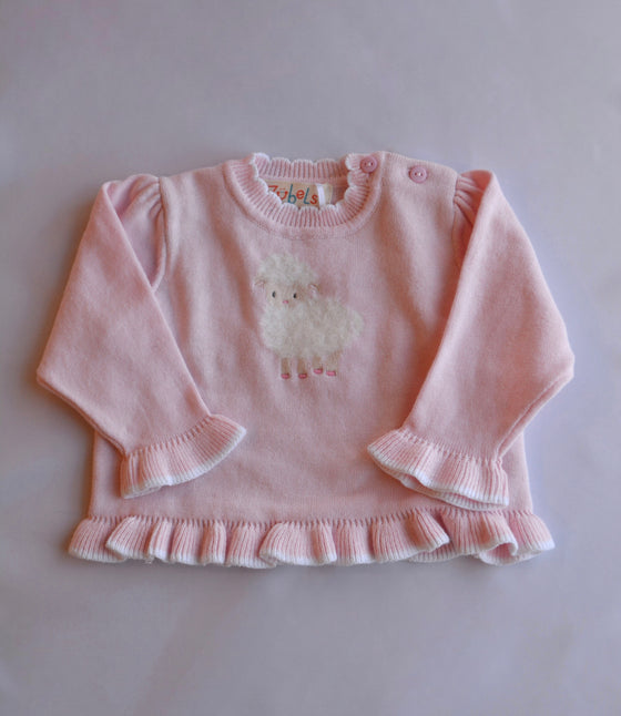 Fuzzy Lamb Lightweight Knit Sweater: Pink