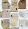 Cotton Knit Pom Beanie: Tan