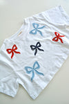 Red White and Blue Lace Bow Cropped Top