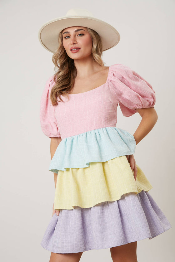 Color Block Tiered Dress