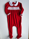 Red Smocked Collared Footie