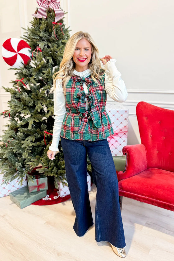 Green Puffer Bow Vest