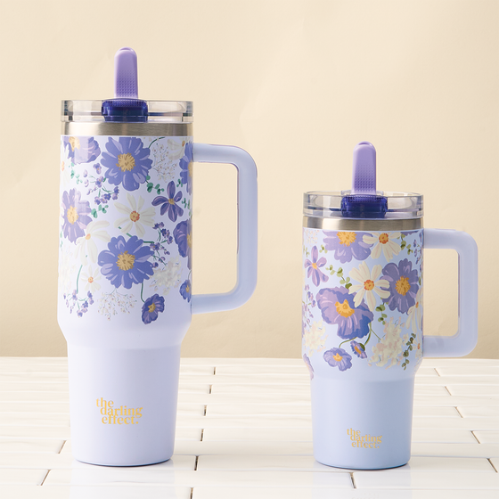 20 oz Flip Straw Tumbler-Bouquet Beauty Purple