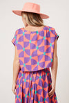 Geometric Print Linen Crop Top