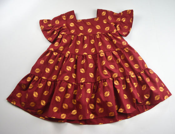 burgundy game day dress Game Day ruffle dress Burgundy and White / Small