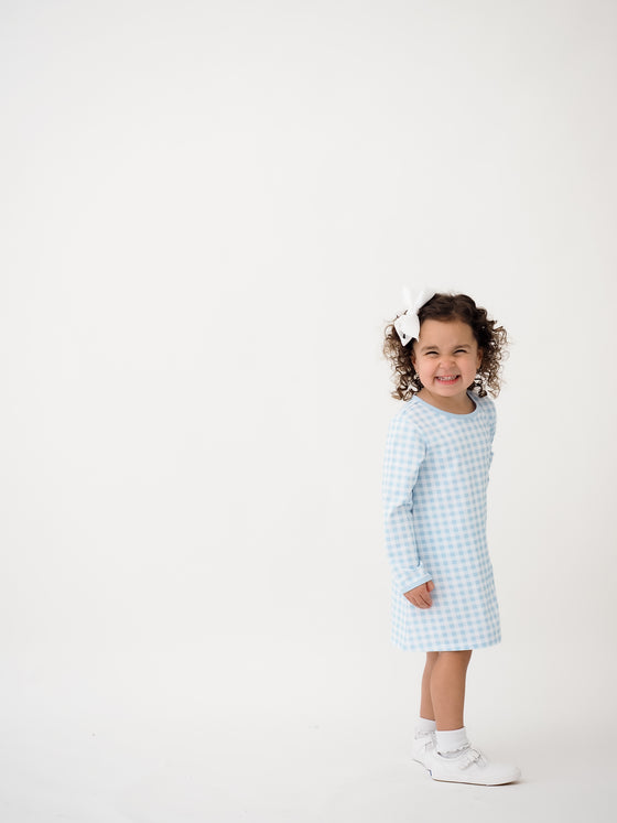 Blue Gingham Susie L/S Dress
