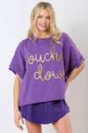 'Touch Down' Sequin Embroidery Oversized Top