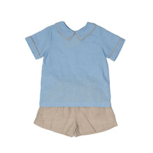  Oliver Blue & Tan Linen Short Set