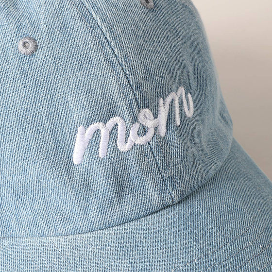 Mom Embroidered Cap: LIGHT DENIM