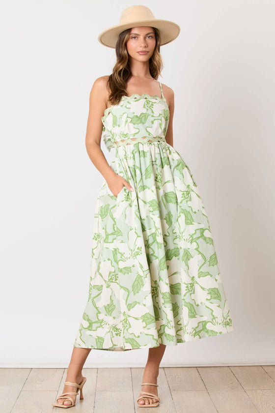 Floral Wave Printed Maxi Dress