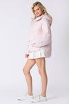 Bow Prints Pullover Puffer Jacket : Pink/Ivory