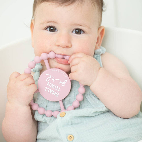 Small Town Girl Happy Teether: Pink