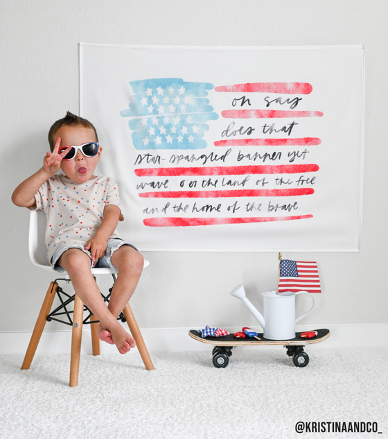 US Watercolor Flag (Fourth of July) Banner: Original 36x26"