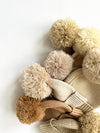 Cotton Knit Pom Beanie: Tan