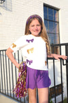 Purple & Gold Bow Sequin Top