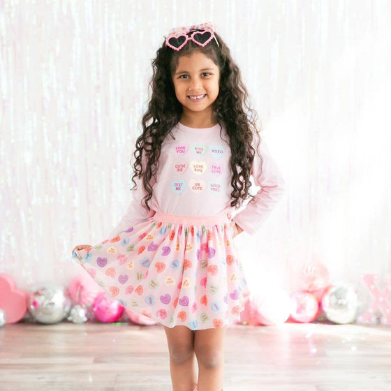 Candy Hearts Tulle Bow Clip