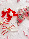 Jingle Bell Red Stripe Pigtail Set