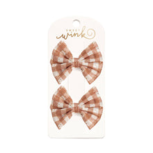  Gingham Printed Tulle Bow Clip Set