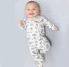 Blue Football Nursery 2 Way Zipper Footie
