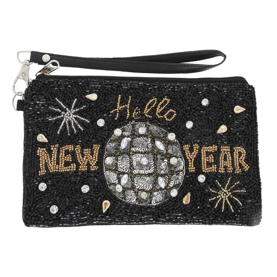 New Year Beaded Wristlet Coin Bag