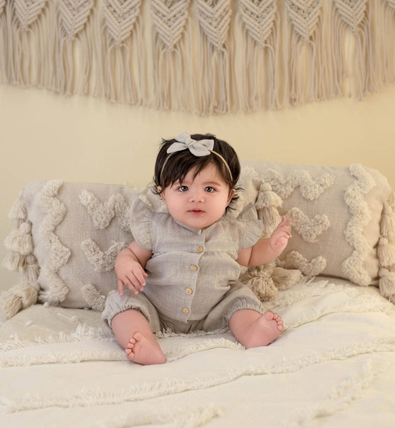 Jennifer Linen Jumper + Bow: Oat| Natural Linen