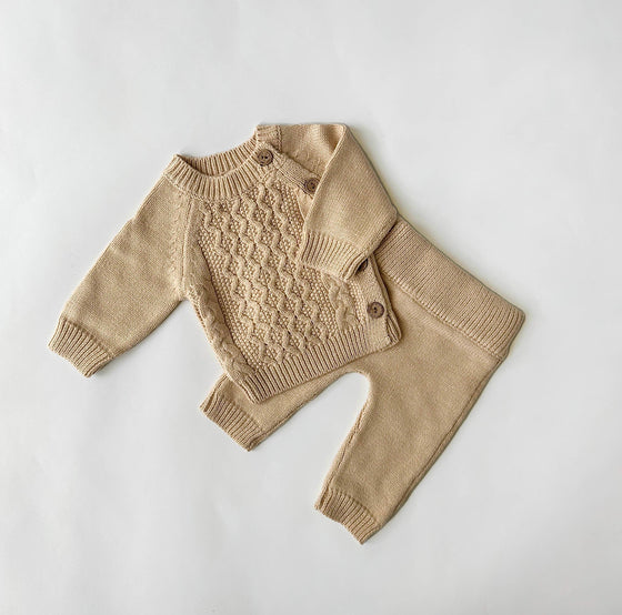 Sasha Knitted 2pc Set: Taupe set
