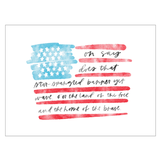 US Watercolor Flag (Fourth of July) Banner: Original 36x26"