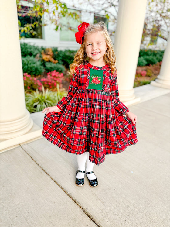 Poinsettia Embroidered Dress