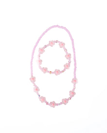  Pink Crystal Blooms Necklace & Bracelet Set