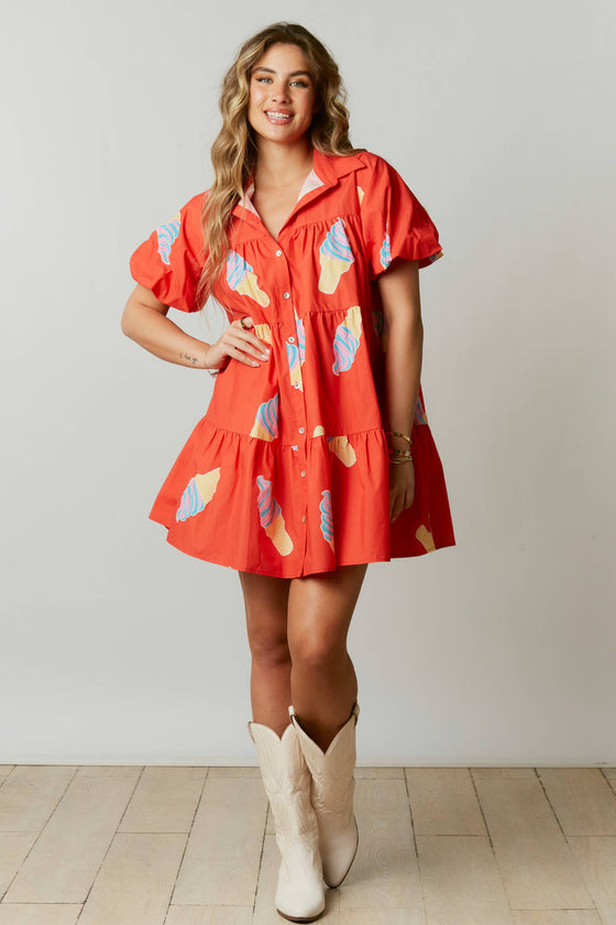 ice cream shirt dress Pastel Rainbow Sprinkles Ice Cream Drip Skater Dress, Kawaii Wafflecone Sleeveless Sundress With Pockets