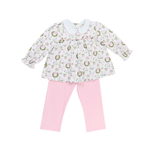 Christmas Toile and Stripe Collins Classic Leggings