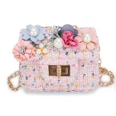 Mini Tweed Pearly Florals Crossbody