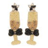 New Year's Toast Champagne Glass Beaded Earrings